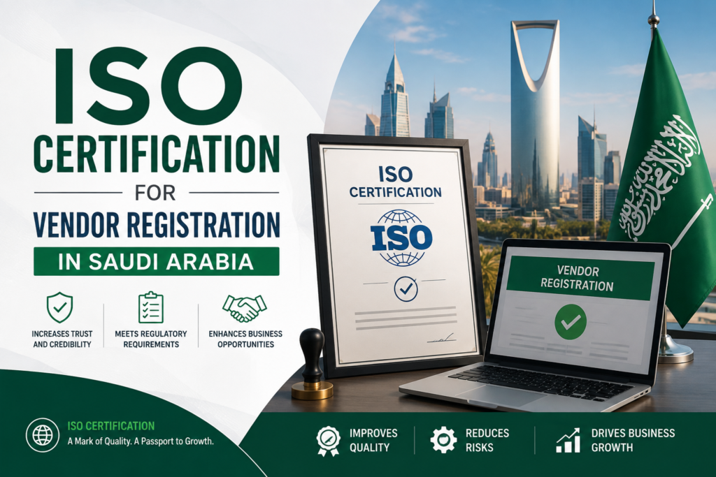 Which ISO standards Aramco, SABIC, Etimad, RCJY and Vision 2030 mega-projects require for supplier registration, and what gets applications rejected.